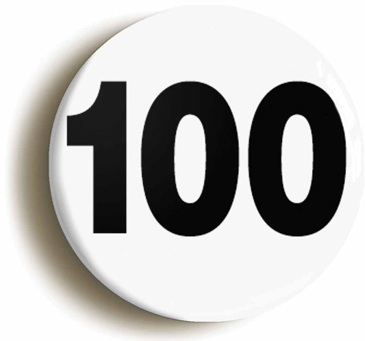 A picture of the front of the product, titled Plain Number 100 One Hundred Circular 50mm Fridge Magnet