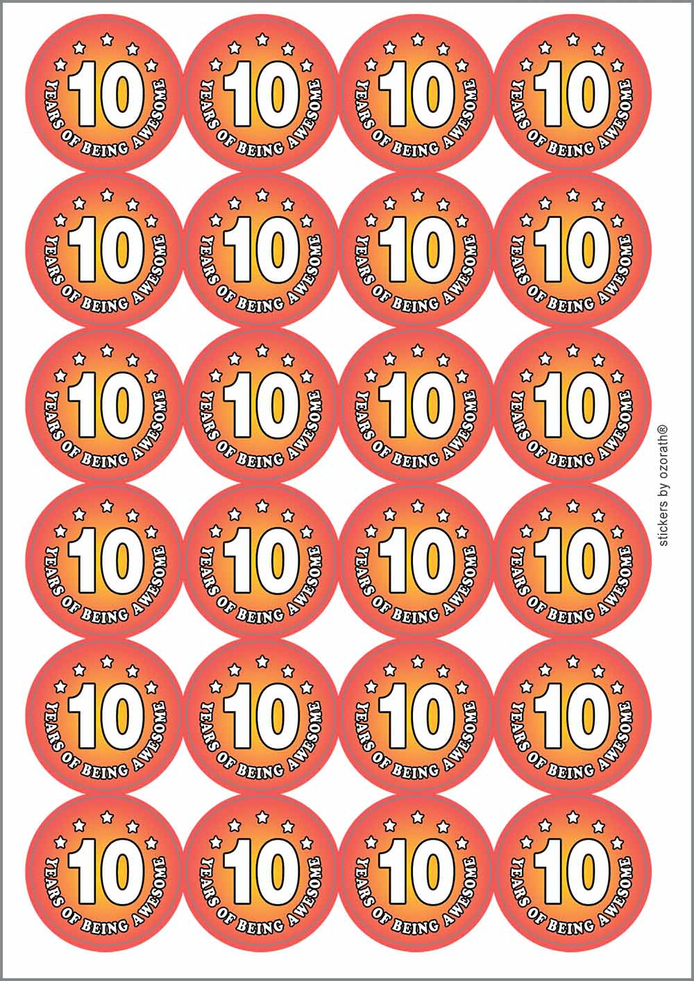 A picture of an A4 sheet of matte paper stickers