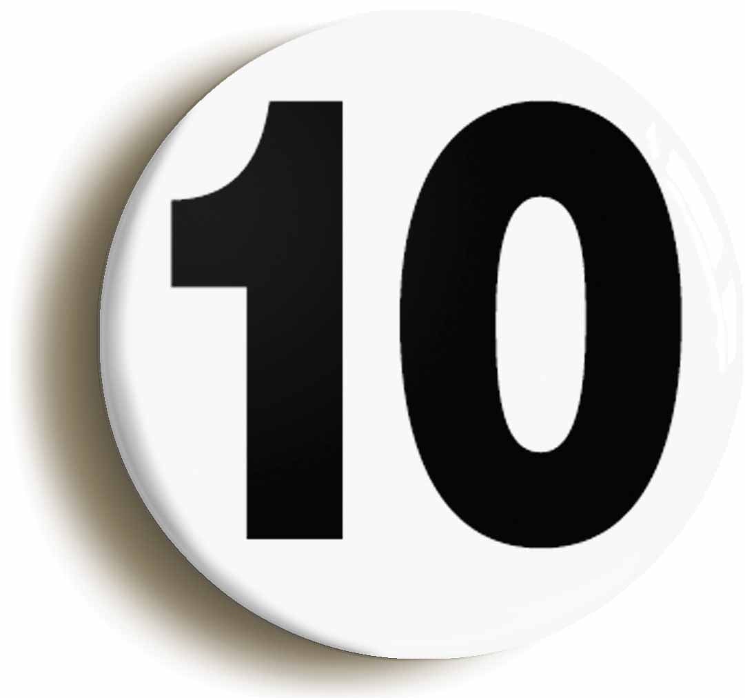 A picture of the front of the product, titled Plain Number 10 Ten Circular 50mm Fridge Magnet