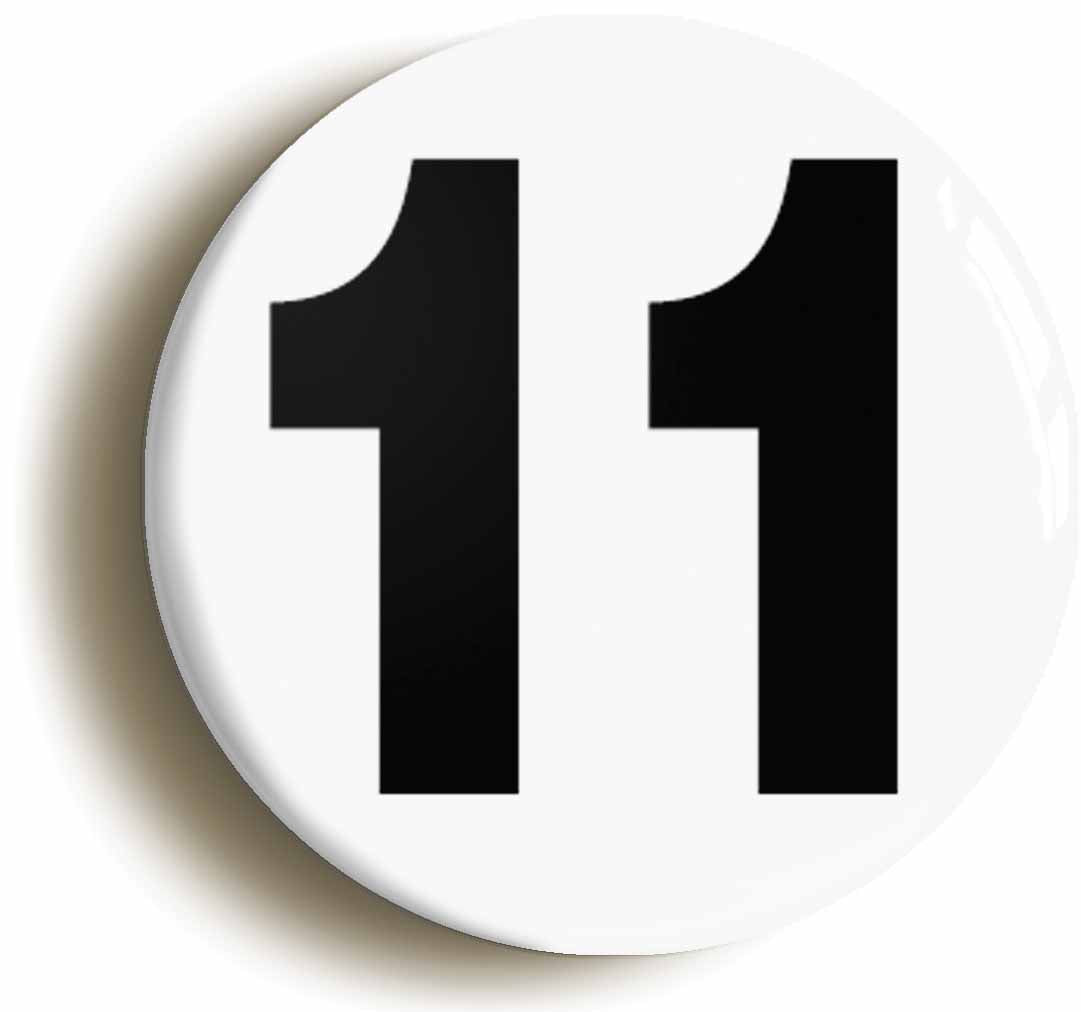 A picture of the front of the product, titled Plain Number 11 Eleven Circular 50mm Fridge Magnet