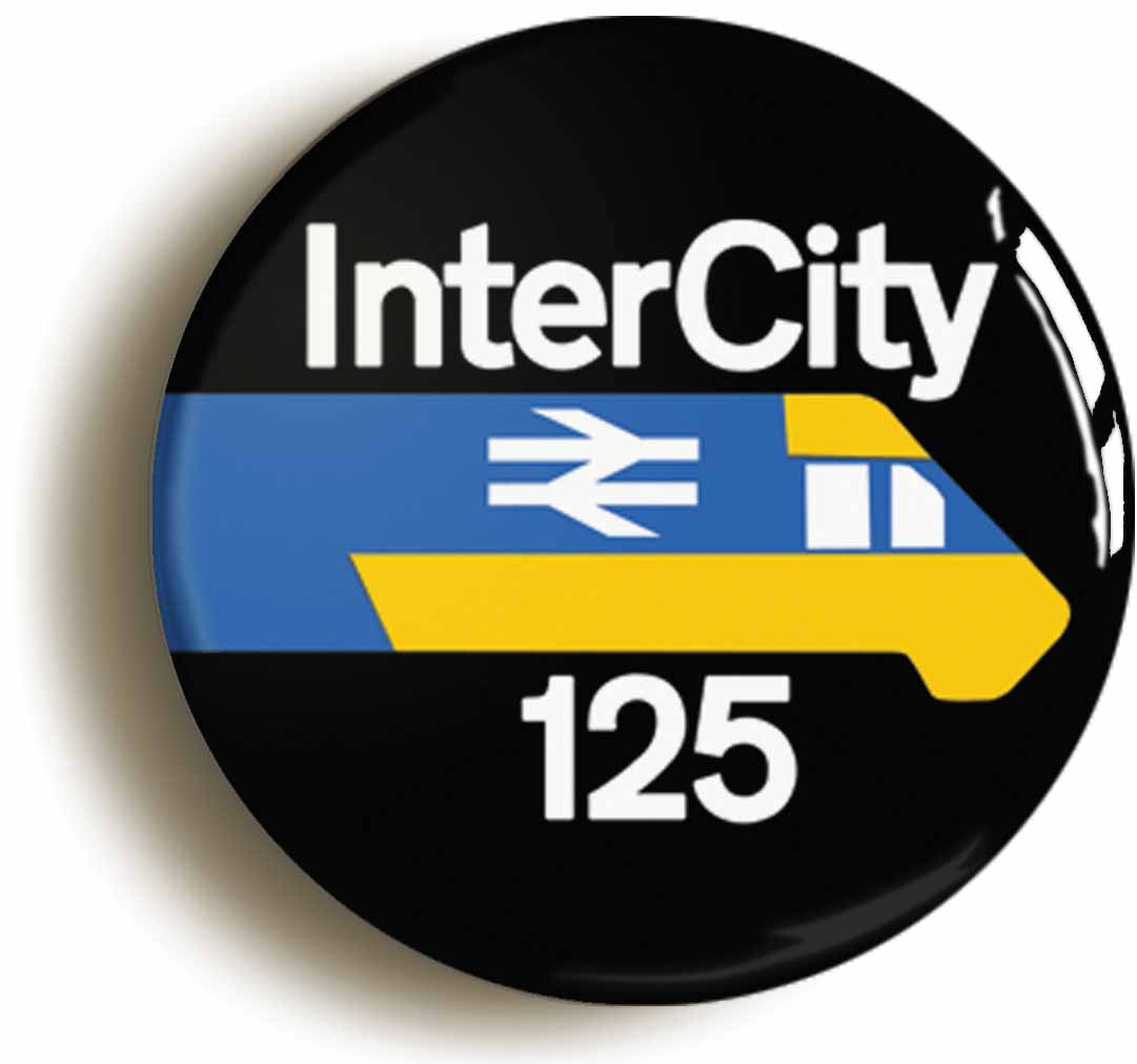A picture of the front of the product, titled British Rail Inter City 125 Railways Circular 50mm Fridge Magnet
