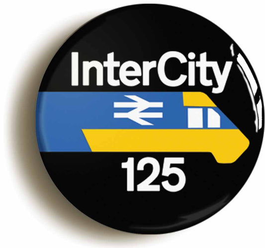 A picture of the front of the product, titled British Rail Inter City 125 Railways Circular 50mm Fridge Magnet