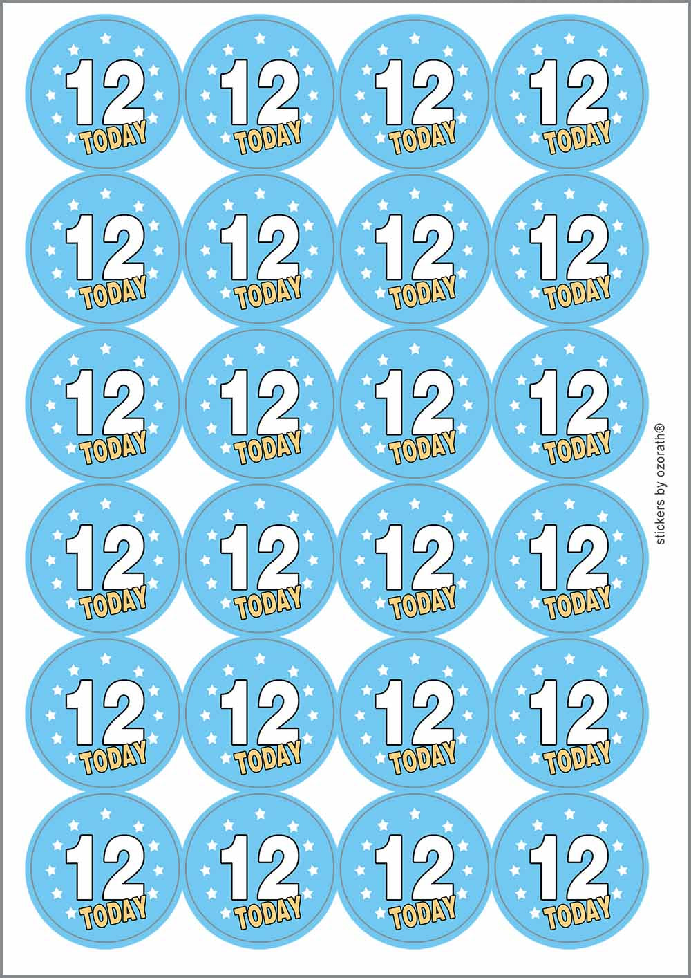 A picture of an A4 sheet of matte paper stickers