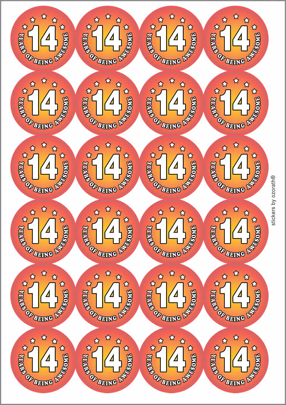 A picture of an A4 sheet of matte paper stickers