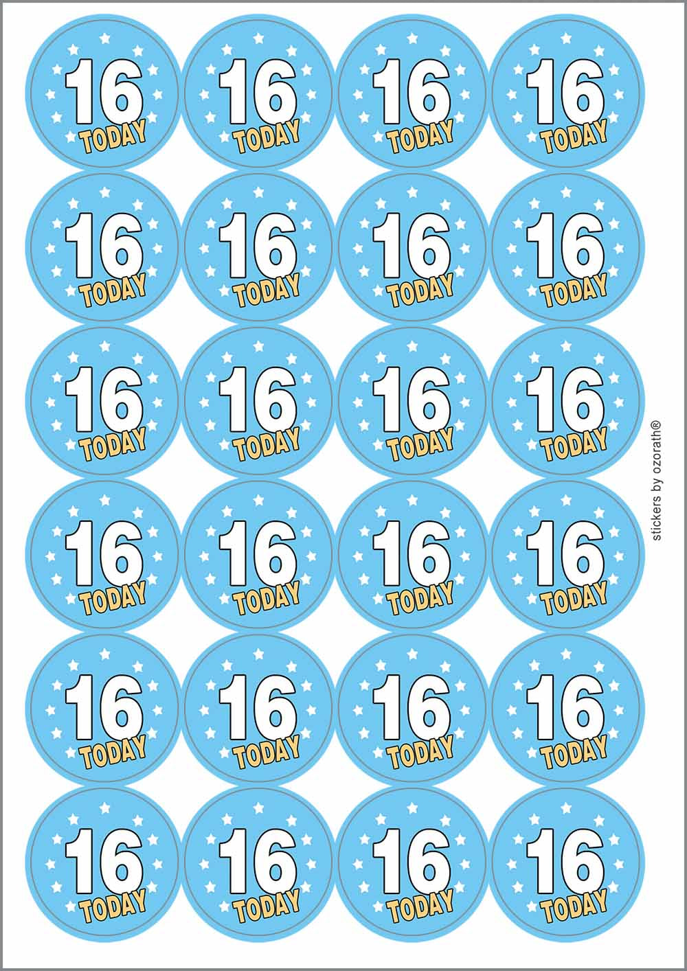 A picture of an A4 sheet of matte paper stickers