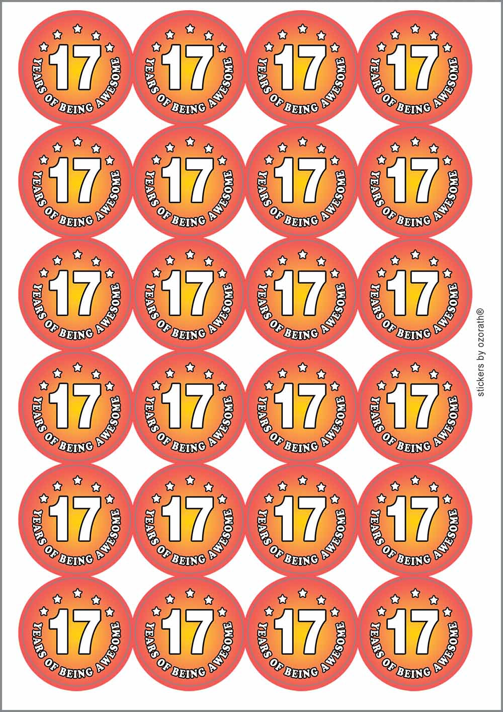 A picture of an A4 sheet of matte paper stickers