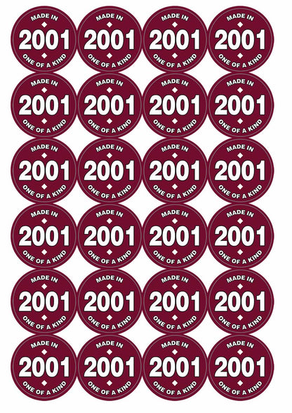 Made In 2001 Birthday Matt Paper Stickers