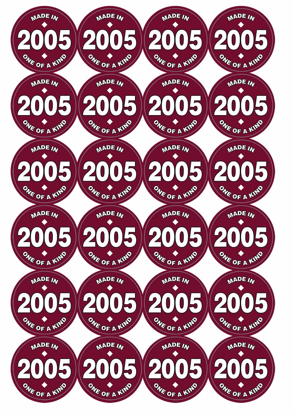 A picture of an A4 sheet of matte paper stickers