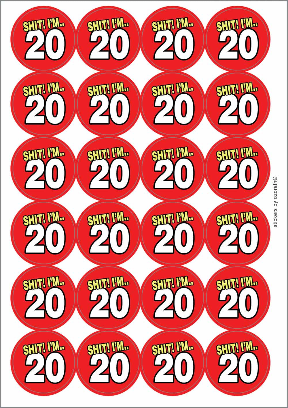A picture of an A4 sheet of matte paper stickers