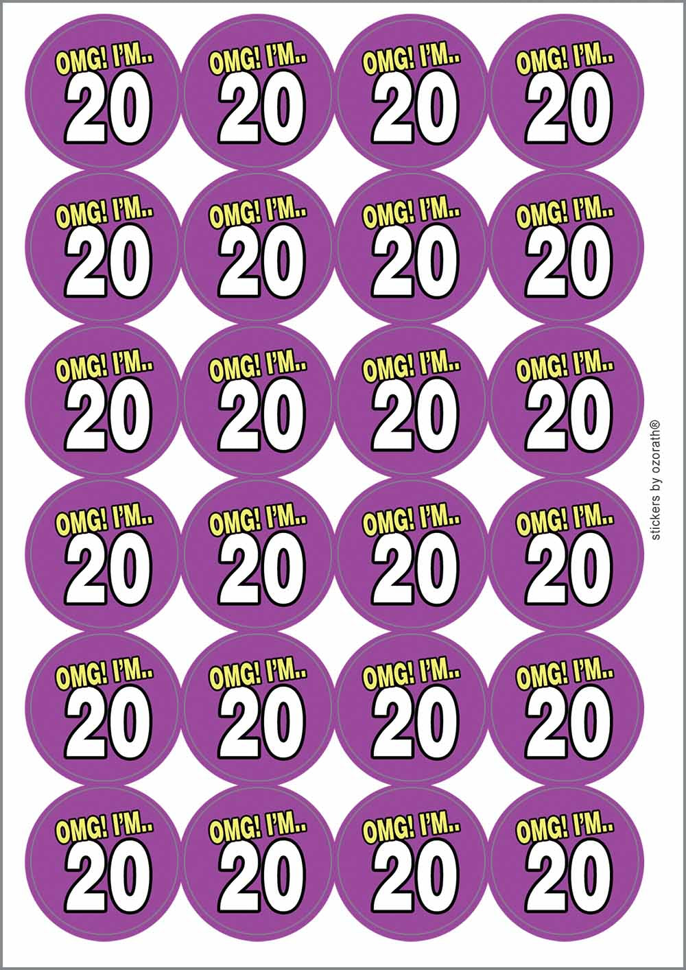 A picture of an A4 sheet of matte paper stickers