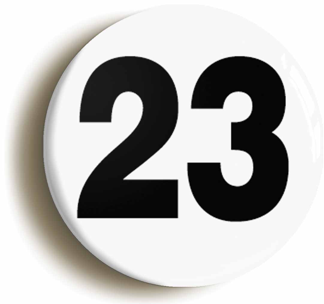 A picture of the front of the product, titled Plain Number 23 Twenty Three Circular 50mm Fridge Magnet