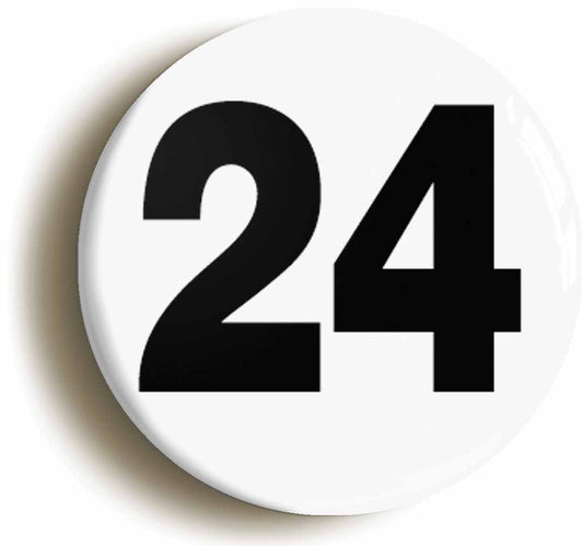 A picture of the front of the product, titled Plain Number 24 Twenty Four Circular 50mm Fridge Magnet