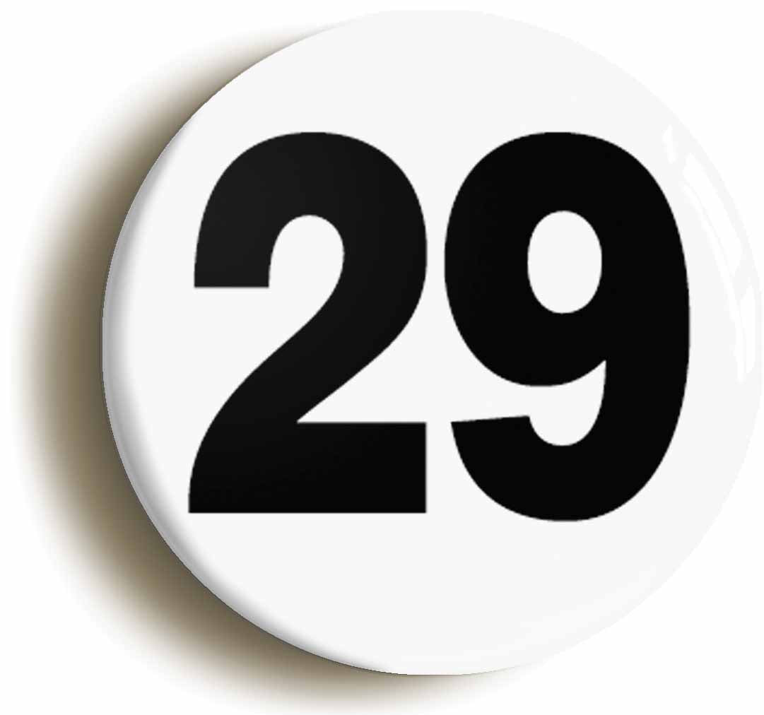 A picture of the front of the product, titled Plain Number 29 Twenty Nine Circular 50mm Fridge Magnet