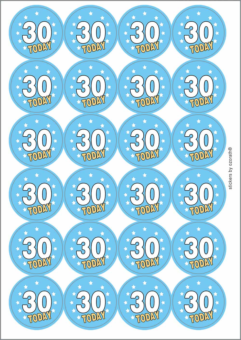 A picture of an A4 sheet of matte paper stickers