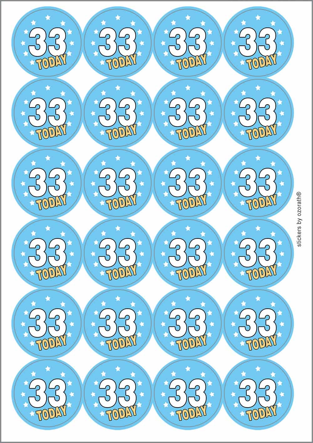 A picture of an A4 sheet of matte paper stickers