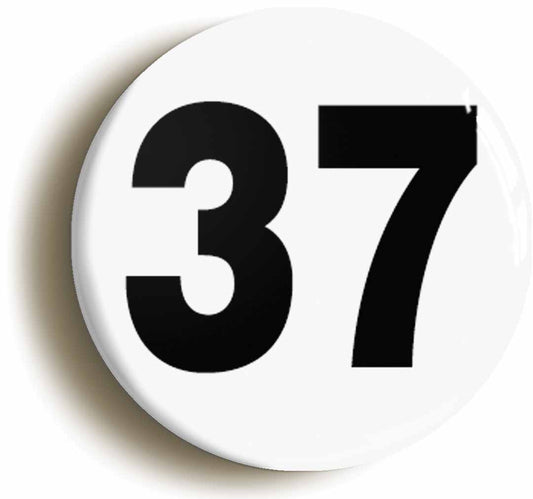 A picture of the front of the product, titled Plain Number 37 Thirty Seven Circular 50mm Fridge Magnet