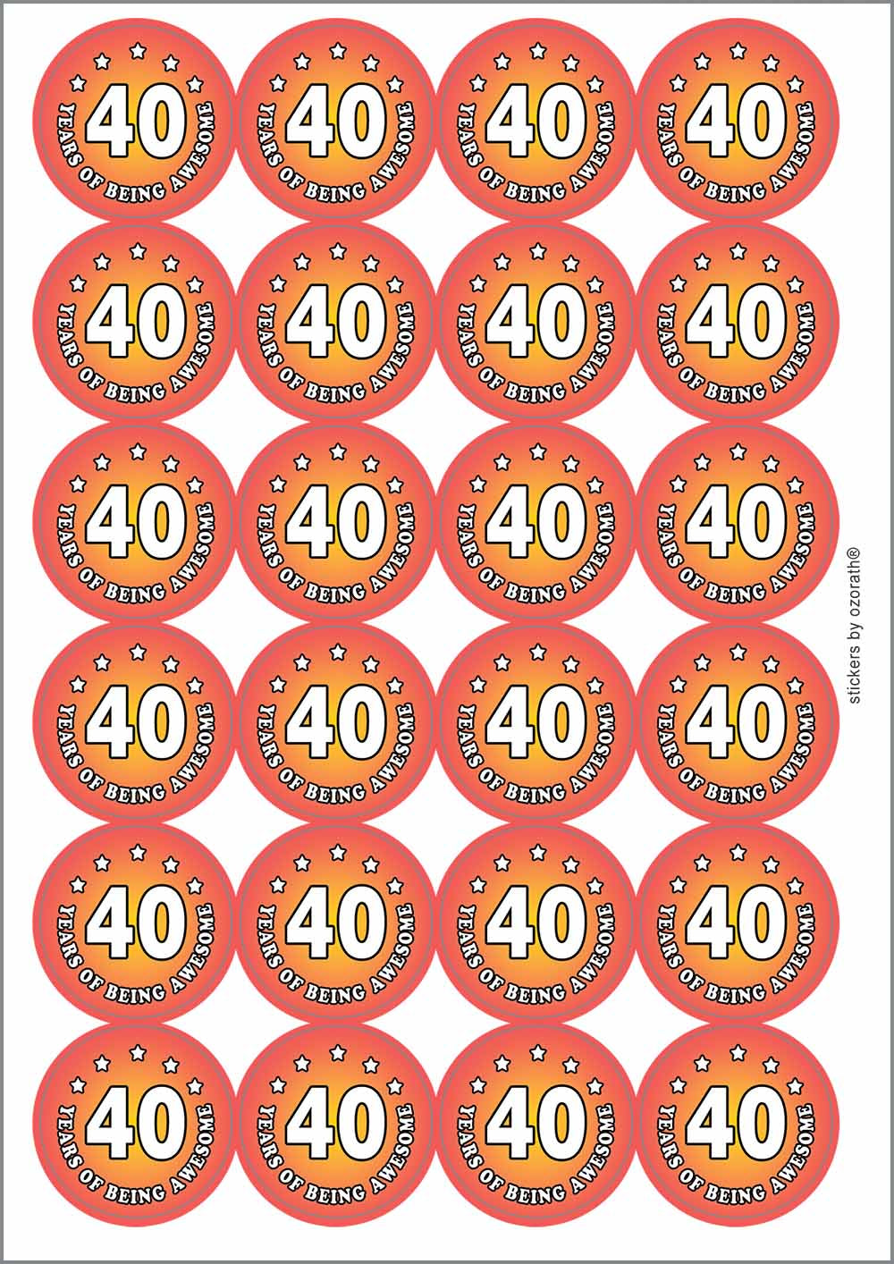 A picture of an A4 sheet of matte paper stickers