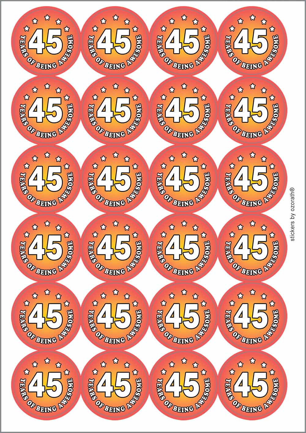 A picture of an A4 sheet of matte paper stickers