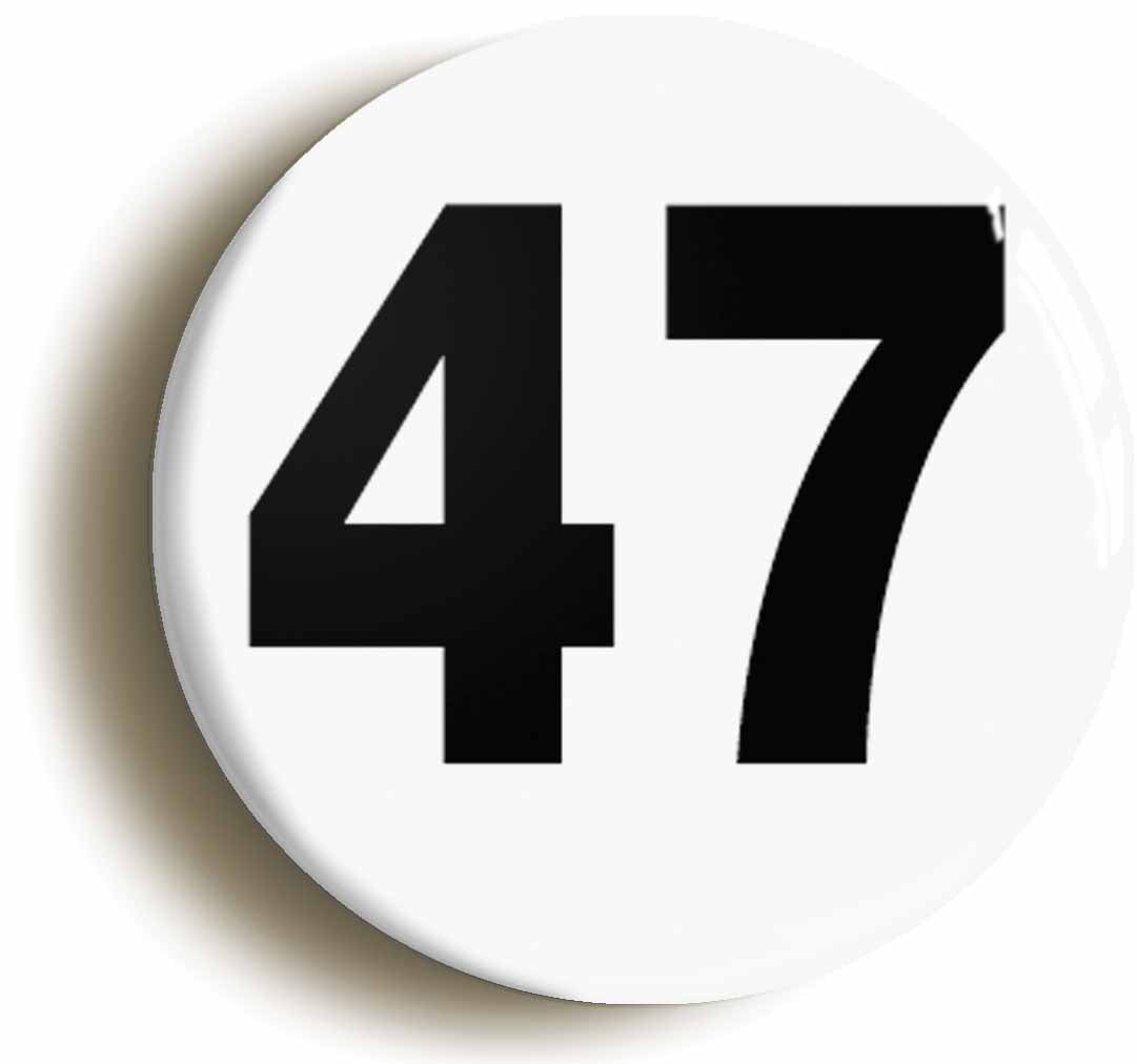 A picture of the front of the product, titled Plain Number 47 Forty Seven Circular 50mm Fridge Magnet