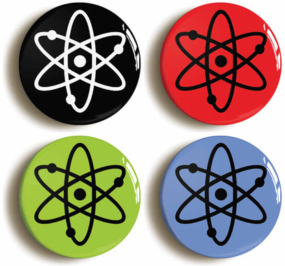 A picture of a set of four badges