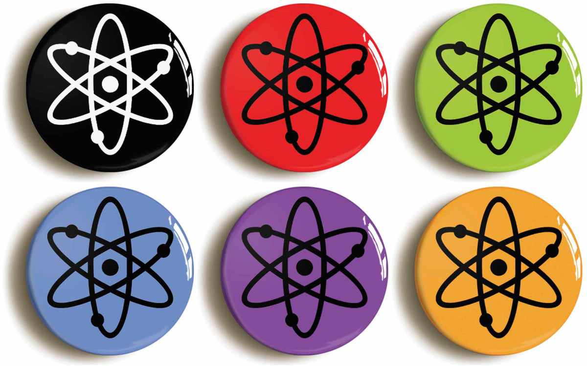 A picture of a set of six badges