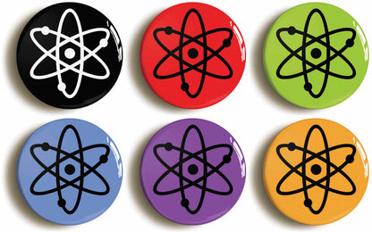 A picture of a set of six badges