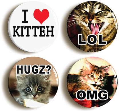 A picture of a set of four badges