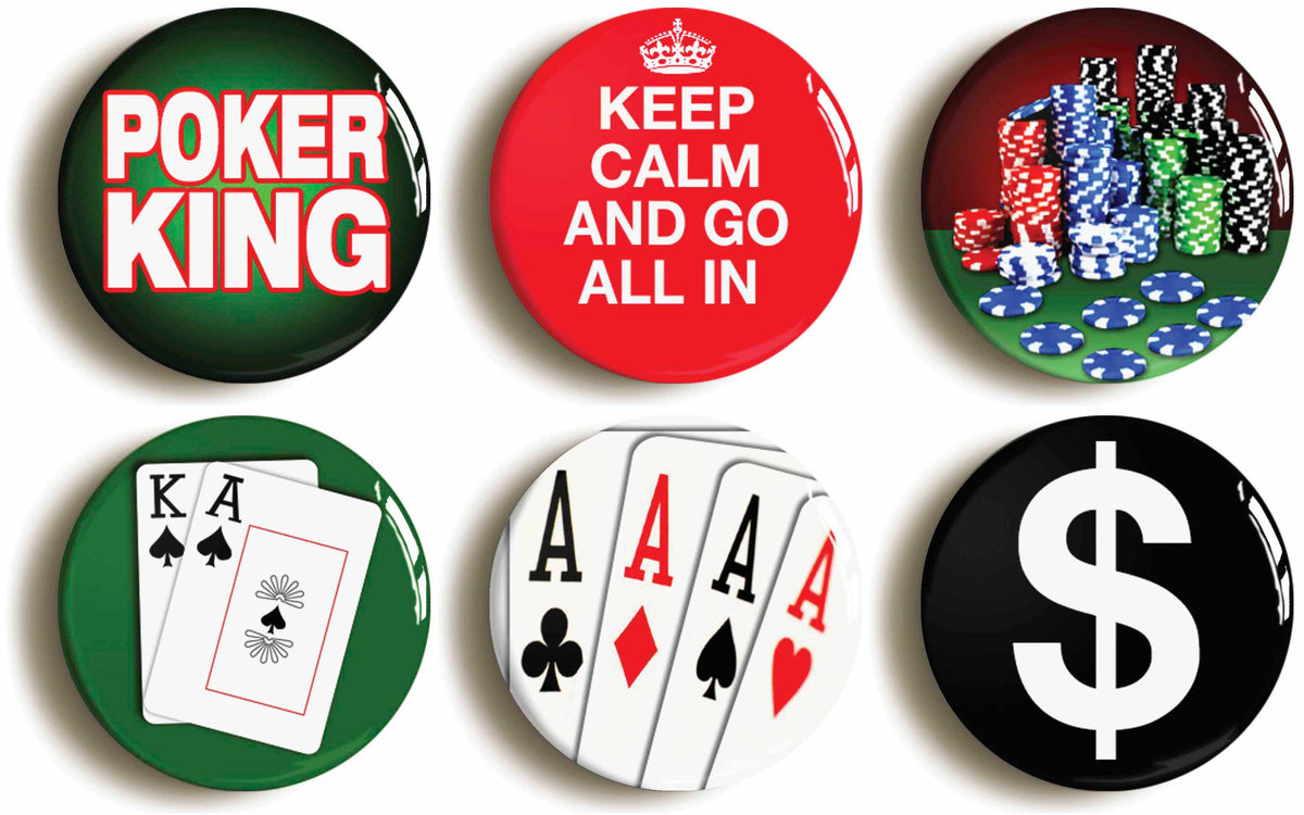 A picture of a set of six badges