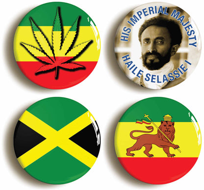A picture of a set of four badges