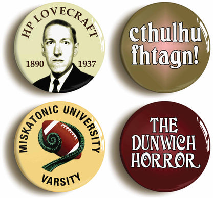 A picture of a set of four badges