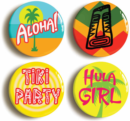 A picture of a set of four badges