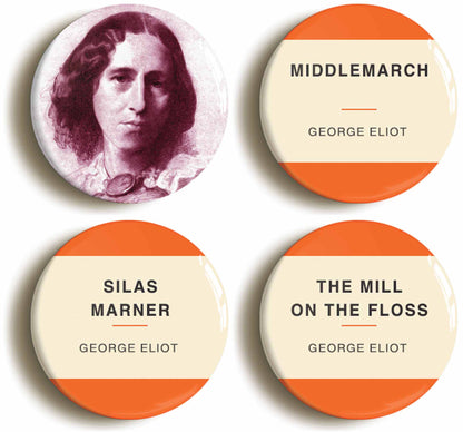 A picture of a set of four badges