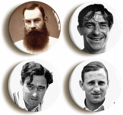 A picture of a set of four badges