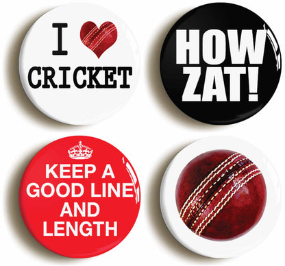 A picture of a set of four badges
