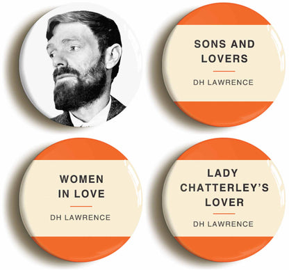 A picture of a set of four badges