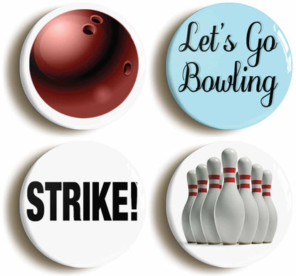 A picture of a set of four badges