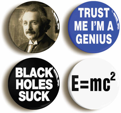 A picture of a set of four badges