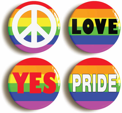 A picture of a set of four badges