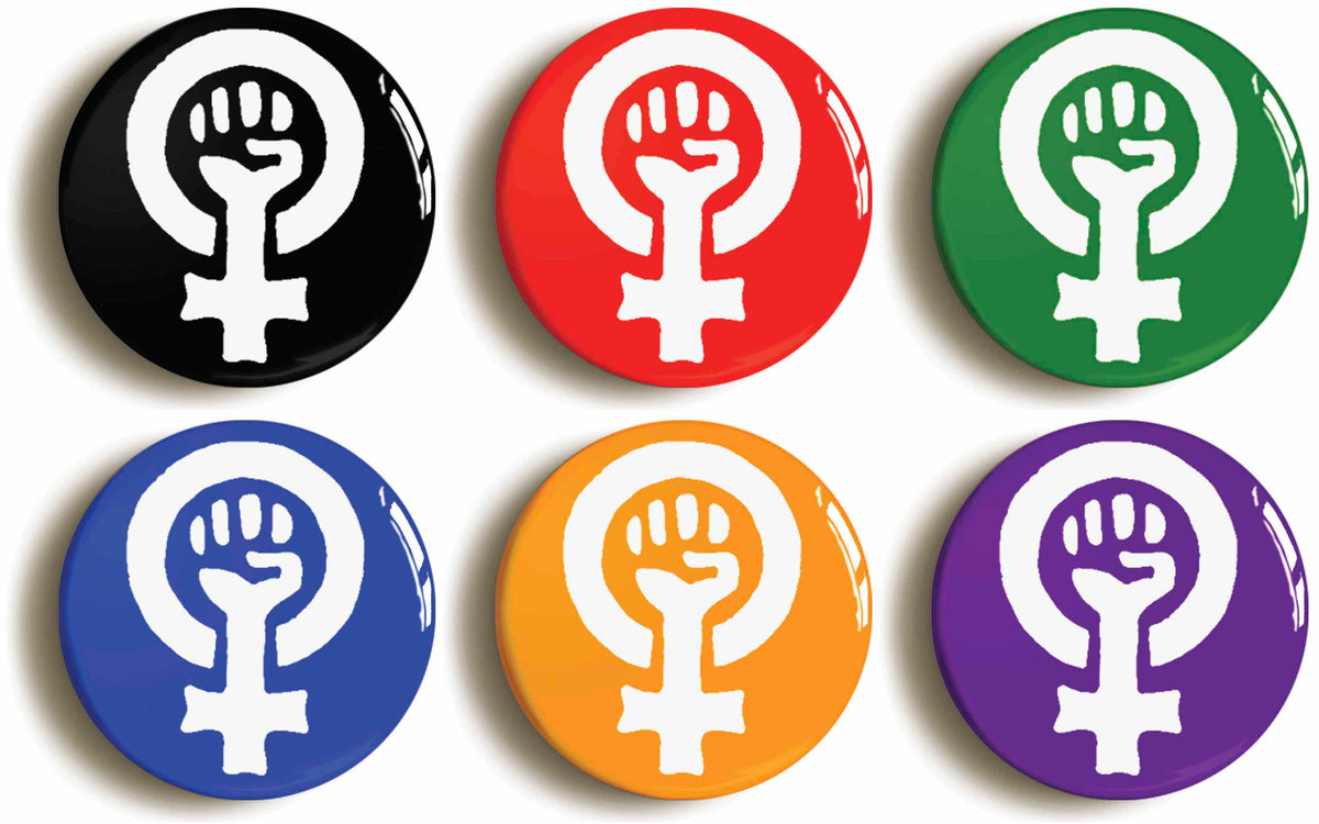 A picture of a set of six badges