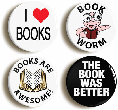 A picture of a set of four badges