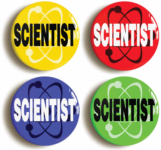 A picture of a set of four badges