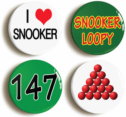A picture of a set of four badges