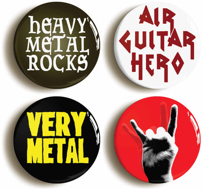 A picture of a set of four badges