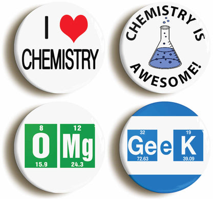 A picture of a set of four badges