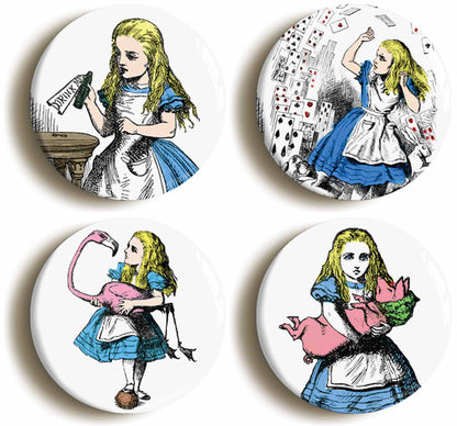 A picture of a set of four badges