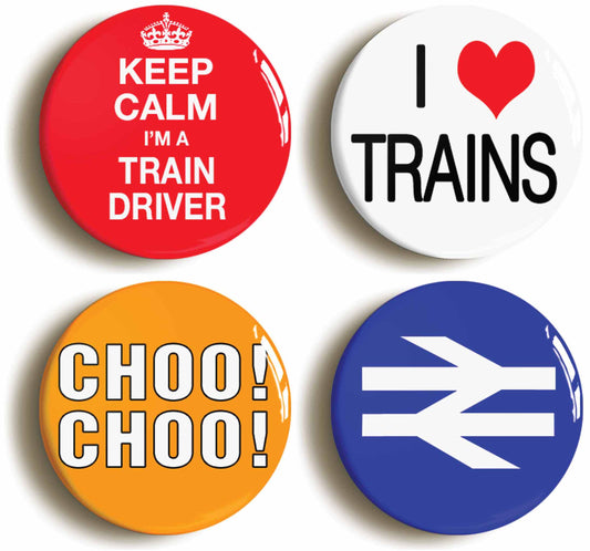 A picture of a set of four badges