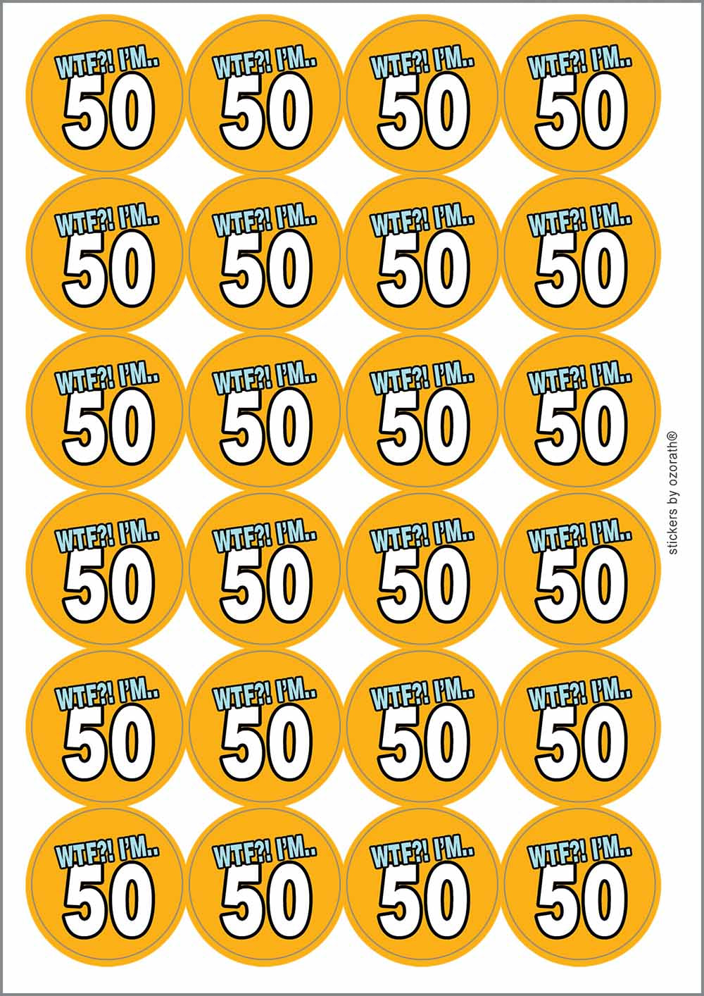 A picture of an A4 sheet of matte paper stickers