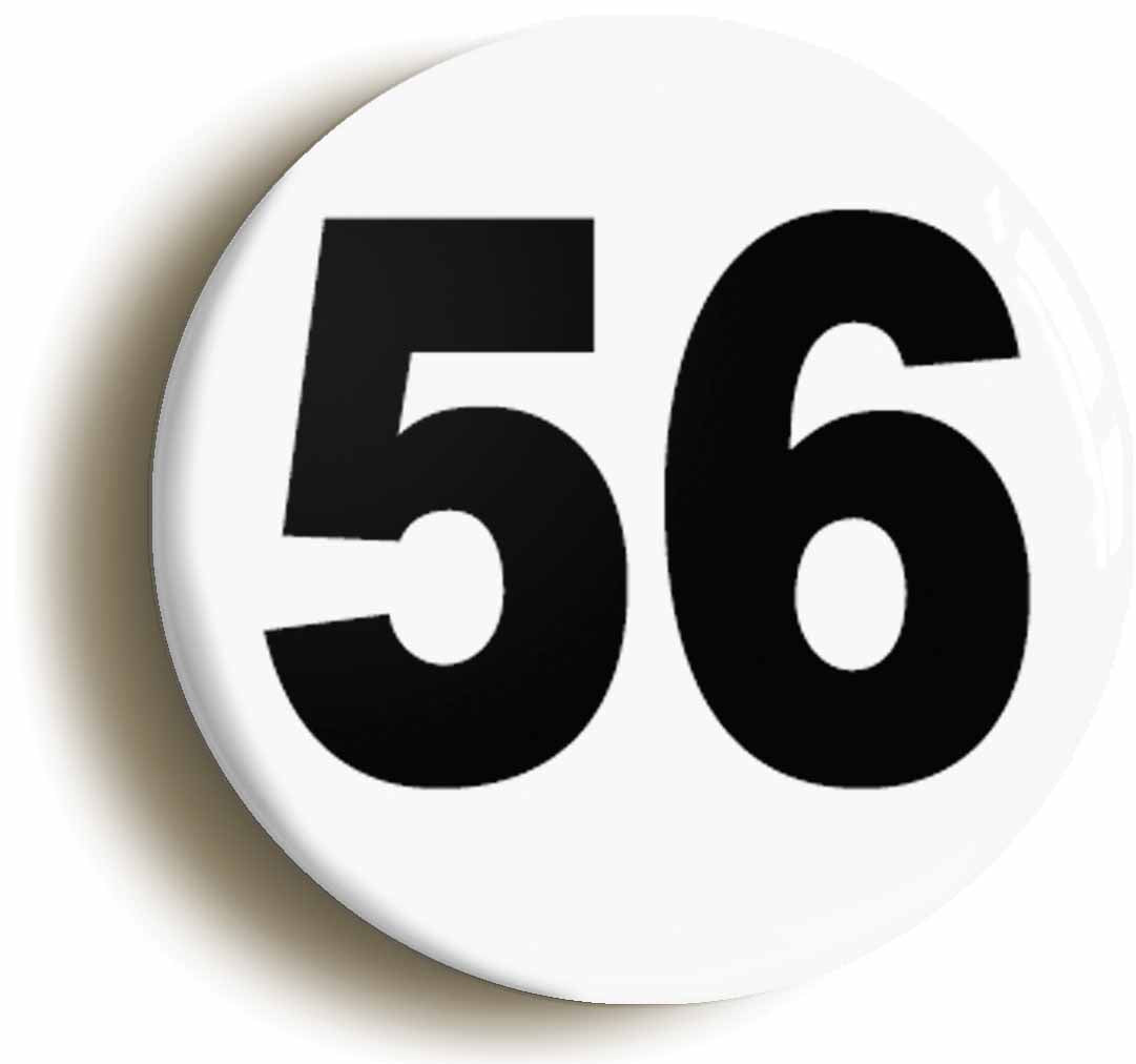 A picture of the front of the product, titled Plain Number 56 Fifty Six Circular 50mm Fridge Magnet
