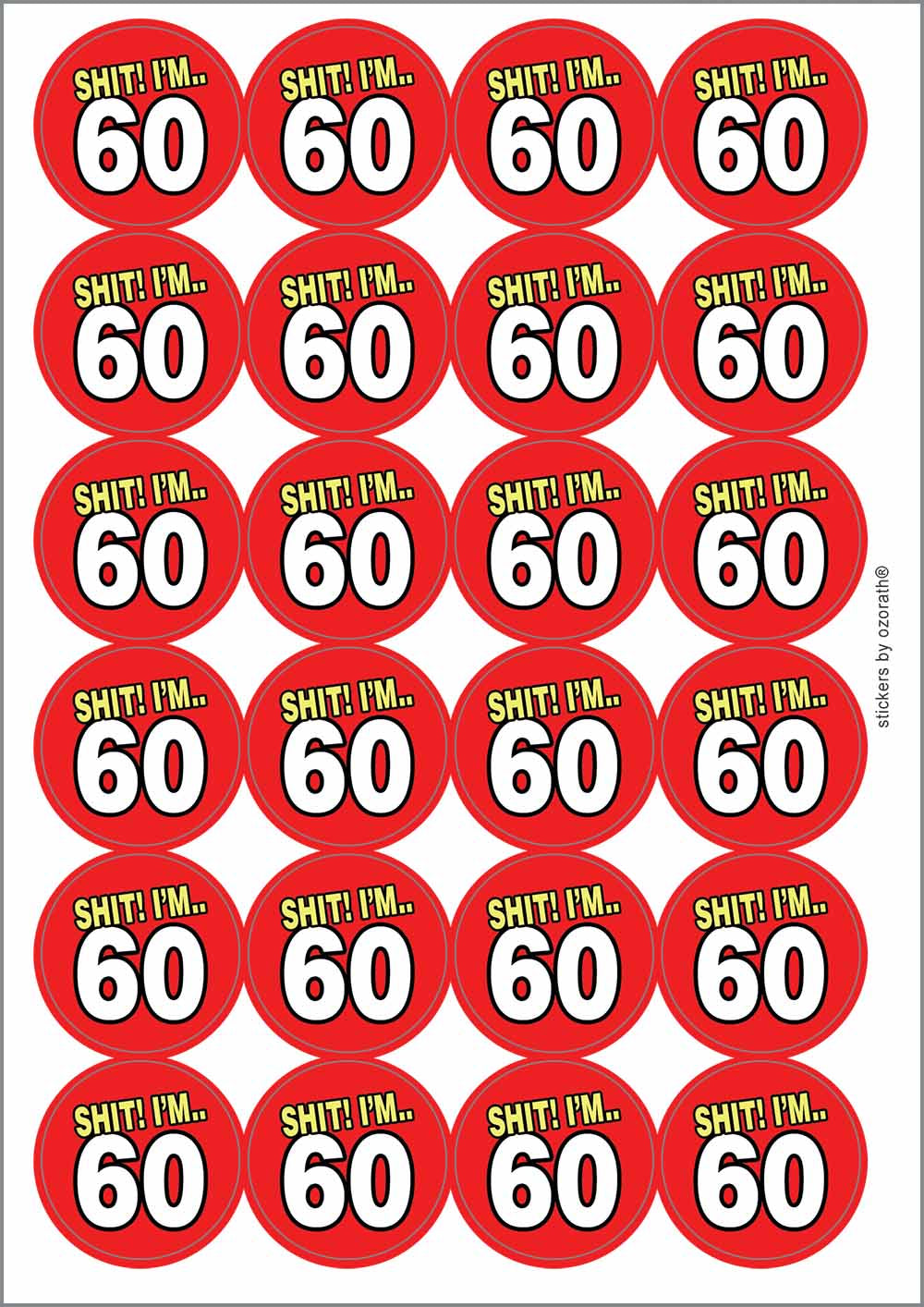 A picture of an A4 sheet of matte paper stickers