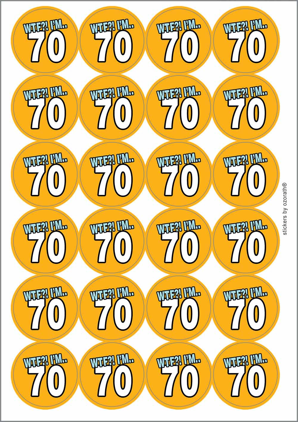 A picture of an A4 sheet of matte paper stickers